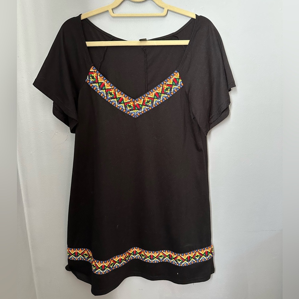 Black patterned mini dress
